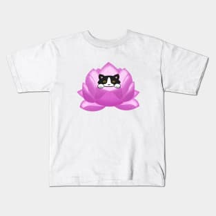 Cat In A Lotus Kids T-Shirt